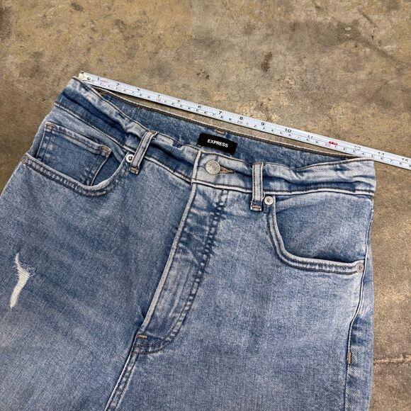 Express super high rise distressed ripped mom jean - Picture 2 of 6